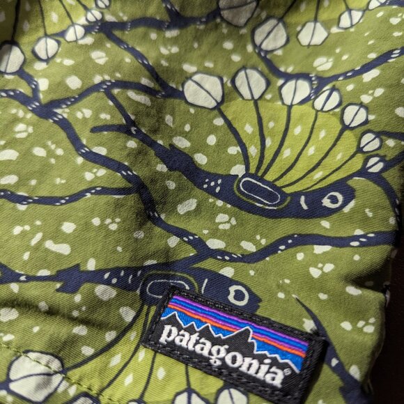 Patagonia Baggies Lined Shorts Boys Size XXL (16-18) Pockets Green Fish Print - Picture 5 of 5